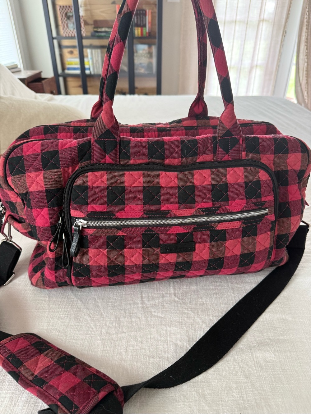 Vera Bradley Quilted Red & Black Buffalo Check Weekender Bag
